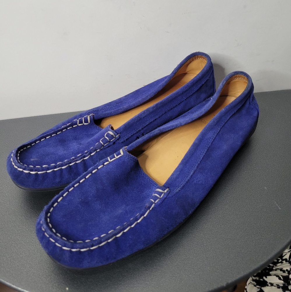 Austen Heller Blue Suede Loafers Size 9.5